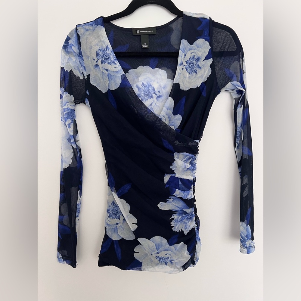 Blouse with mesh sleeves , size XS